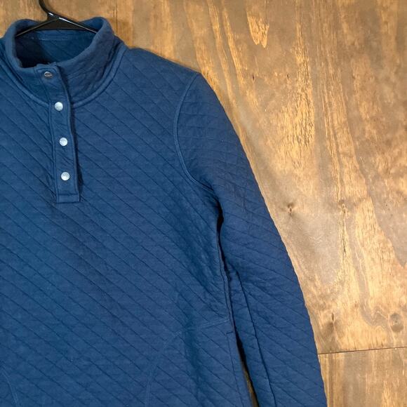 Duluth Trading Company Womens Sweatshirt Blue Quilted 1/4 Button Pullover XS - Picture 5 of 11